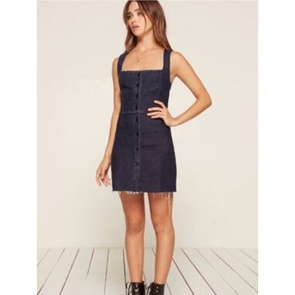 Reformation Dresses & Skirts - REFORMATION Lars Sleeveless Denim Mini dress Blue Button Front Women's Size 4